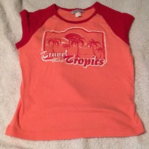 Y2k Graphic “Travel the Tropics” Coral Tank